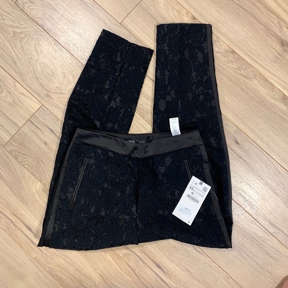ZARA Lace Tuxedo Trouser Pants XS - Picture 3 of 6